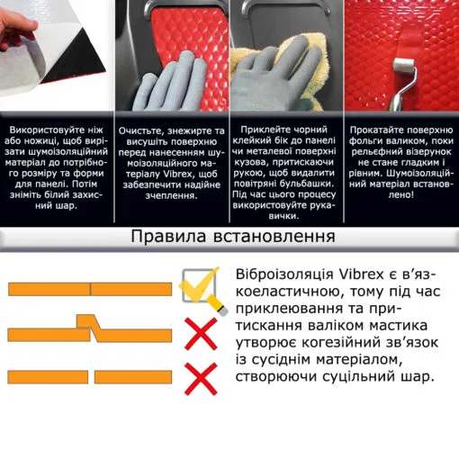 Віброізоляція 2 мм (Vibrex: Premium) 500x700 13 установка виброизоляции