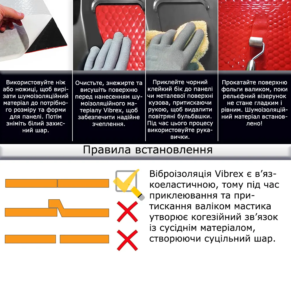 Віброізоляція 2 мм (Vibrex: Premium) 500x700 7 установка виброизоляции